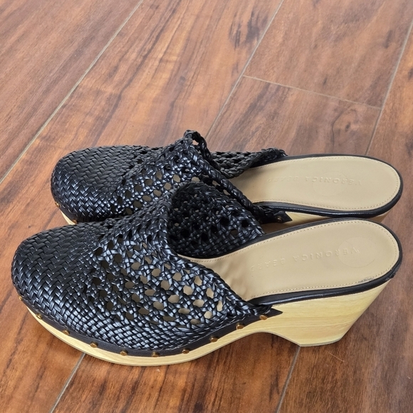 Veronica Beard Hardie Woven Leather Clogs Black Size 10 - Picture 6 of 12